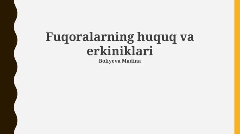 Fuqoralarning huquq va erkiniklari