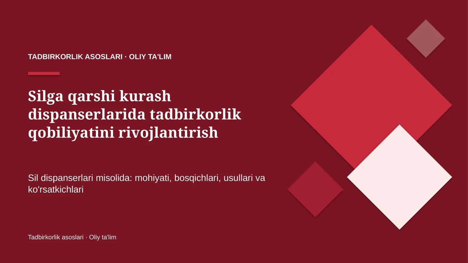 Silga qarshi kurash dispanserlarida tadbirkorlik qobiliyatini rivojlantirish