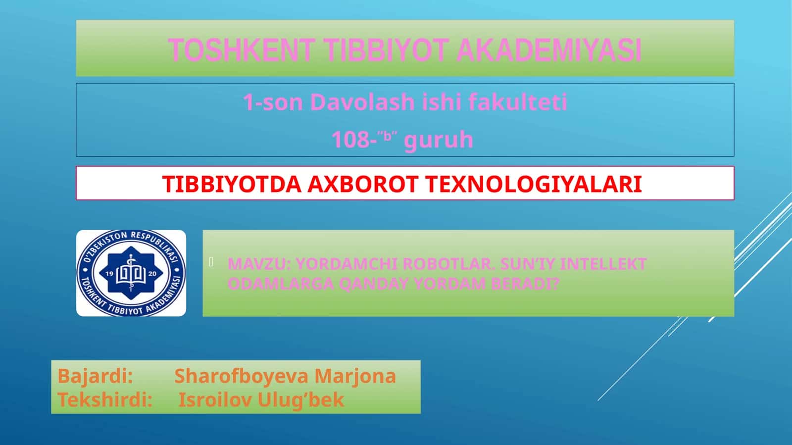 YORDAMCHI ROBOTLAR. SUN’IY INTELLEKT ODAMLARGA QANDAY YORDAM BERADI?