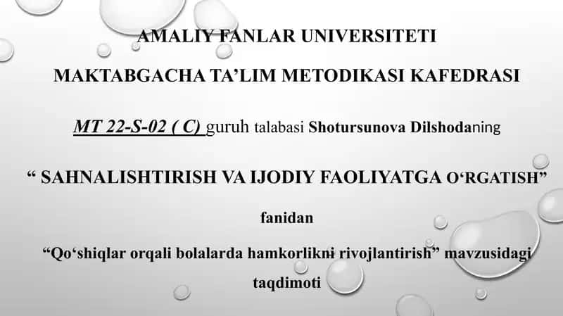 Qoʻshiqlar orqali bolalarda hamkorlikni rivojlantirish