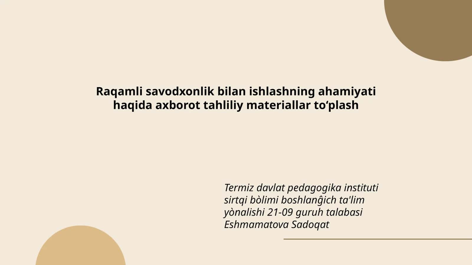Axborot tahliliy materiallar