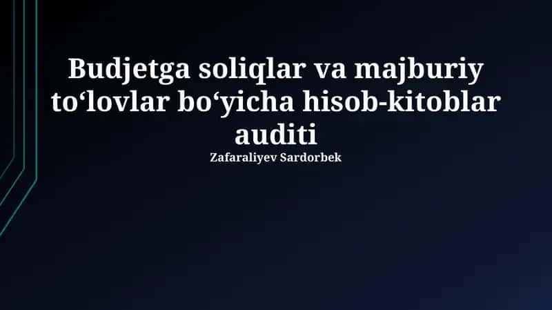 Budjetga soliqlar va majburiy to‘lovlar bo‘yicha hisob-kitoblar auditi