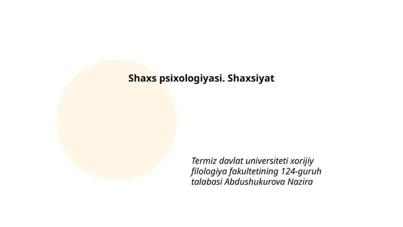 Shaxs Psixologiyasi