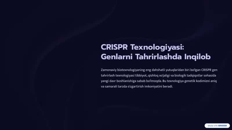 CRISPR Texnologiyasi: Genlarni Tahrirlashda Inqilob