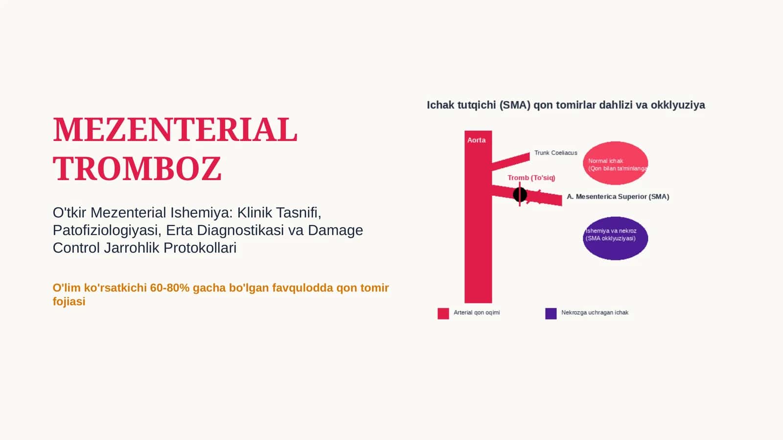 Mezenterial tromboz — 15 slaydli professional tibbiy taqdimot | Qorin bo‘shlig‘i jarrohligi