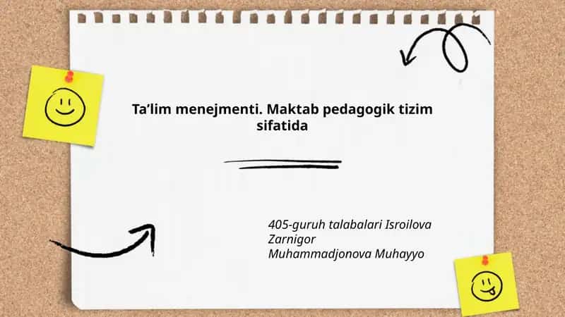 Ta’lim menejmenti. Maktab pedagogik tizim sifatida