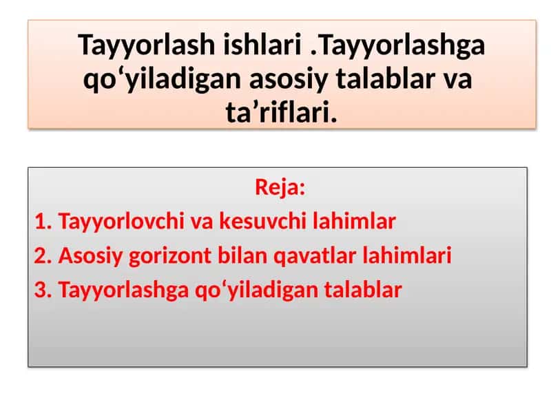 Tayyorlovchi va kesuvchi lahimlar bo'yicha taqdimot