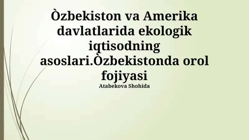 Ekologik iqtisodning asoslari