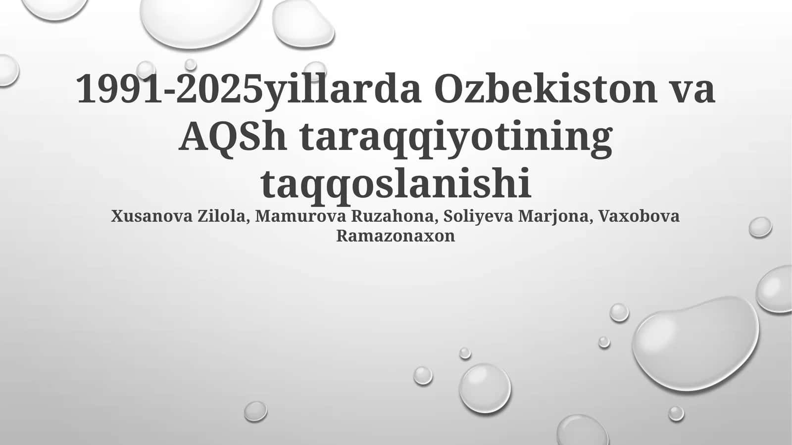1991-2025yillarda Ozbekiston va AQSh taraqqiyotining taqqoslanishi
