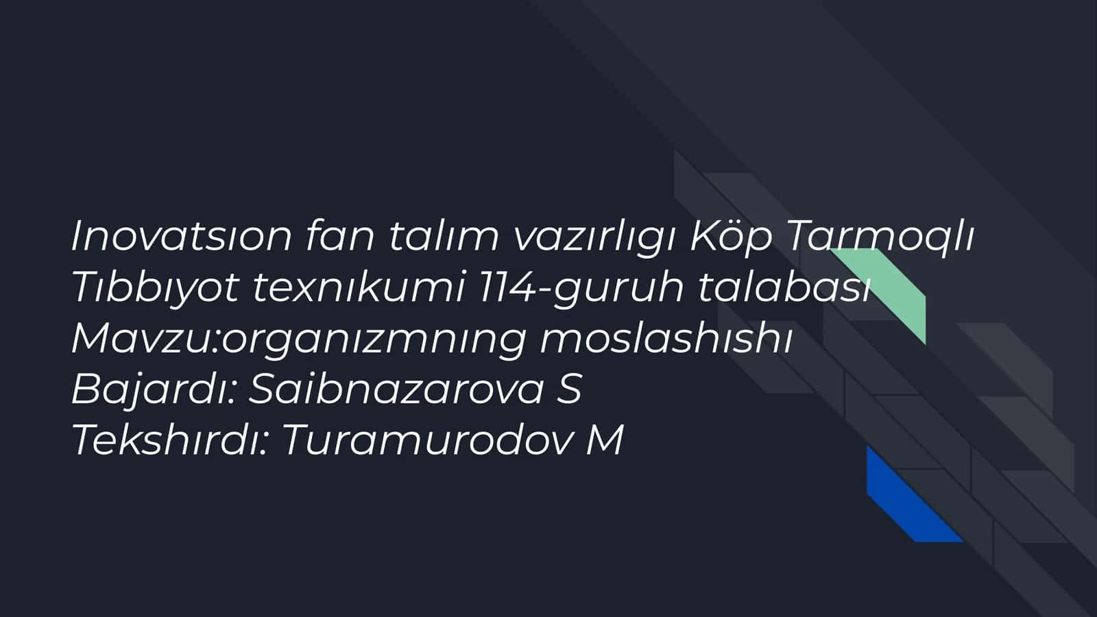 Inovatsıon fan talım vazırlıgı Köp Tarmoqlı Tıbbıyot texnıkumi