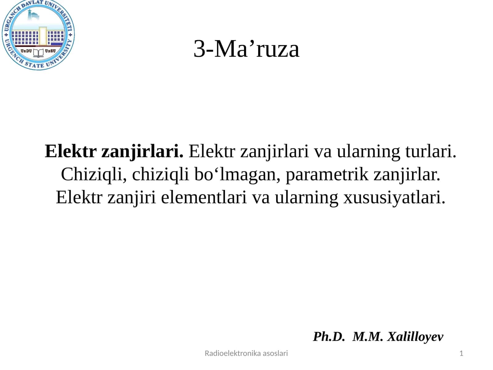 Elеktr zanjiri va uning elеmеntlari