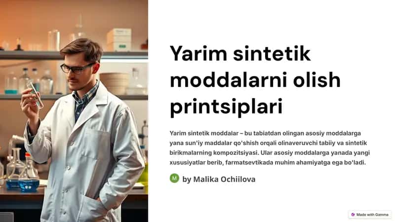 Yarim sintetik moddalarni olish printsiplari