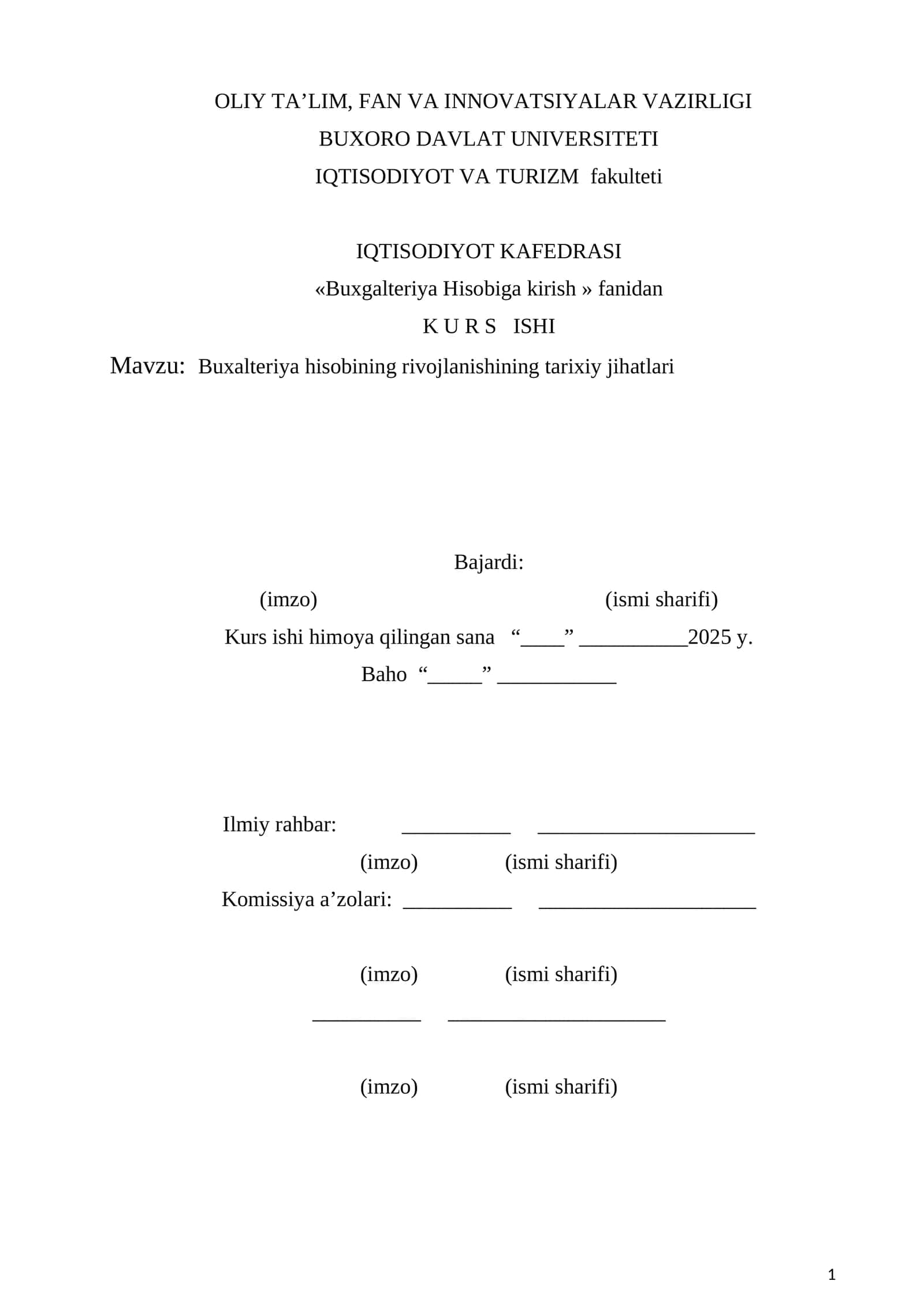 Buxalteriya Hisobiga kirish