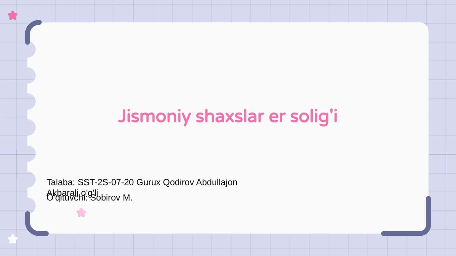 Jismoniy shaxslar er solig'i