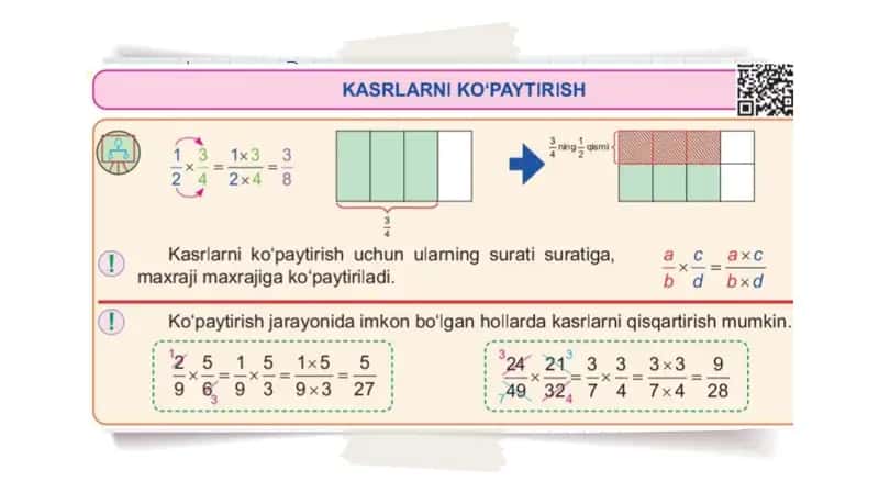 kasrlarni ko'paytirish