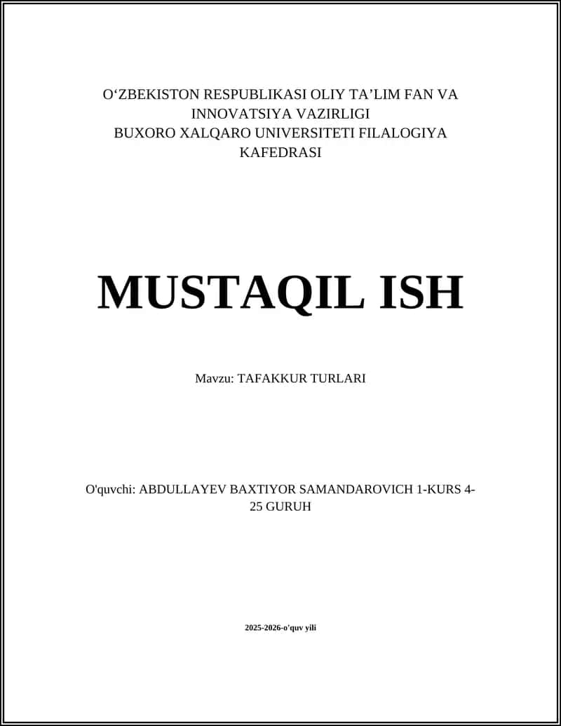TAFAKKUR TURLARI