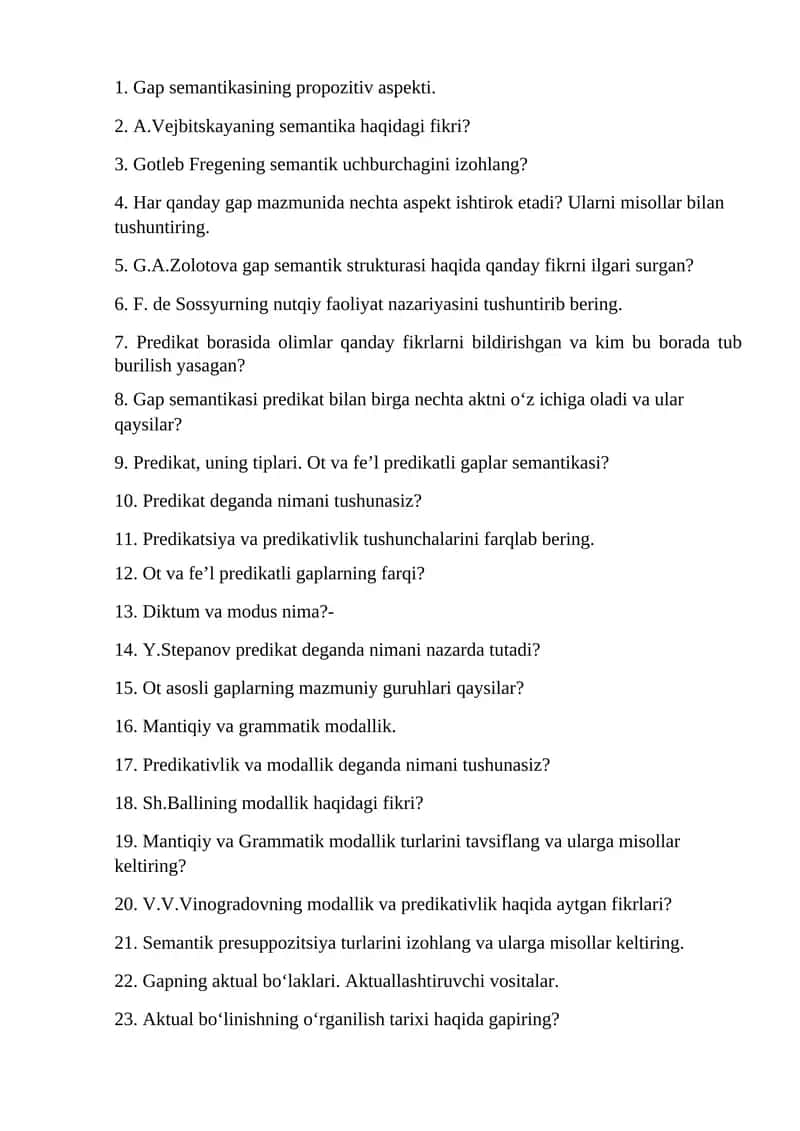 Gap semantikasining propozitiv aspekti