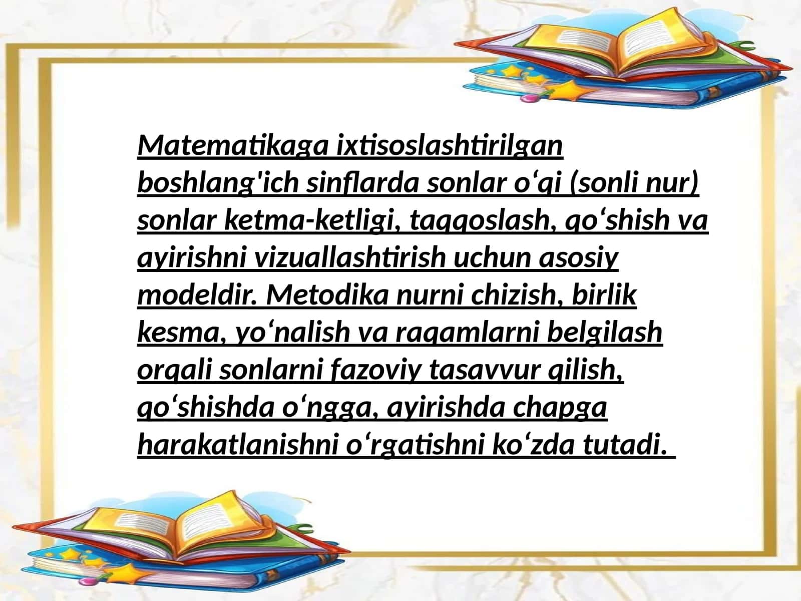 ixtisoslashtirgan boshlang'ich sinflarda son ôqi
