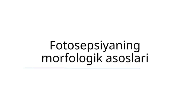 Fotosepsiyaning morfologik asoslari