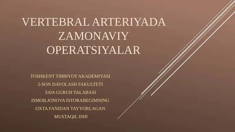 Vertebralarteriya operatsiyasi