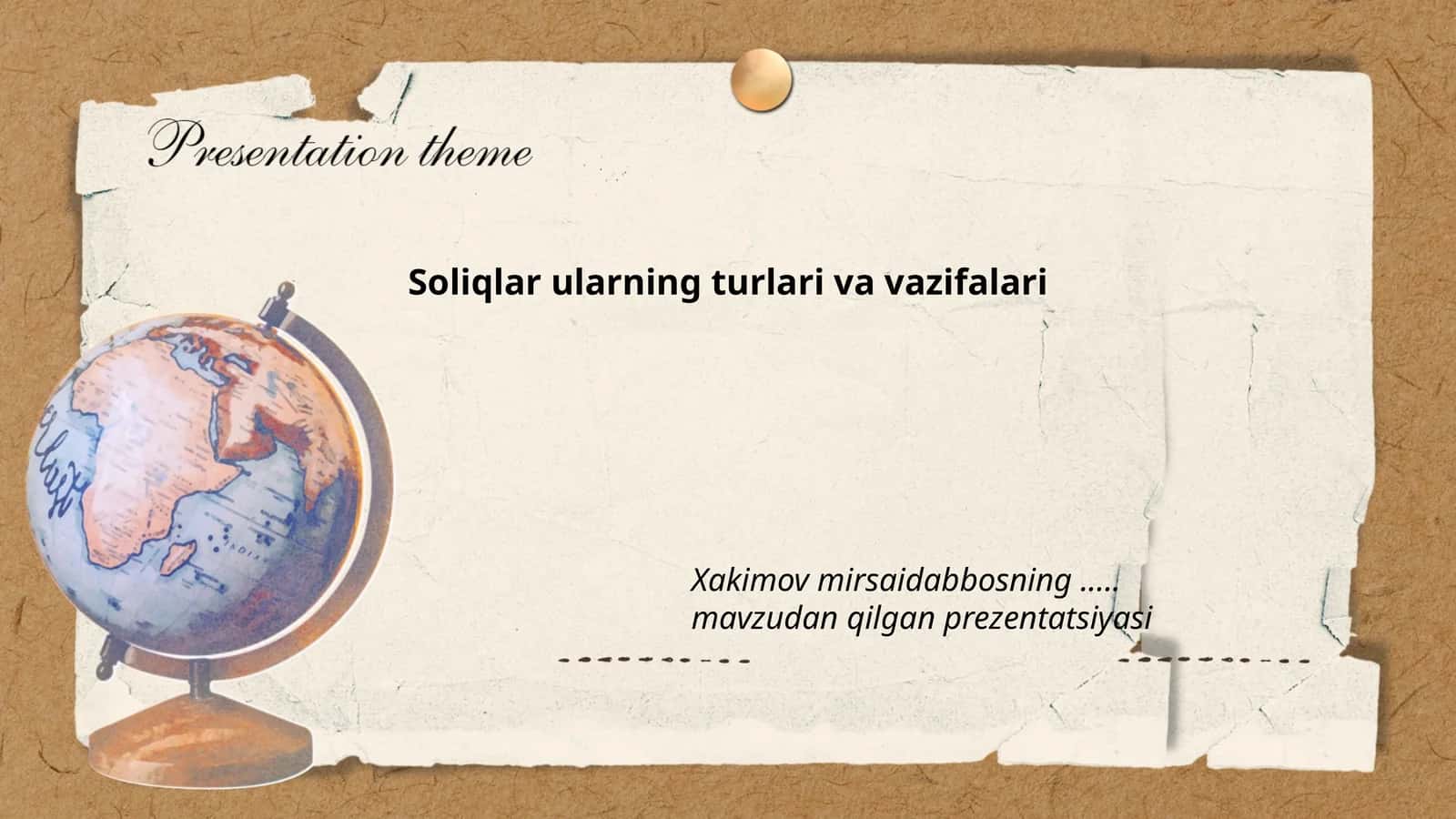 Soliqlar ularning turlari va vazifalari