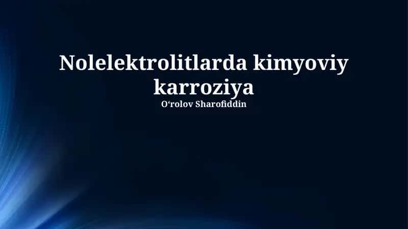 Nolelektrolitlarda kimyoviy korroziya