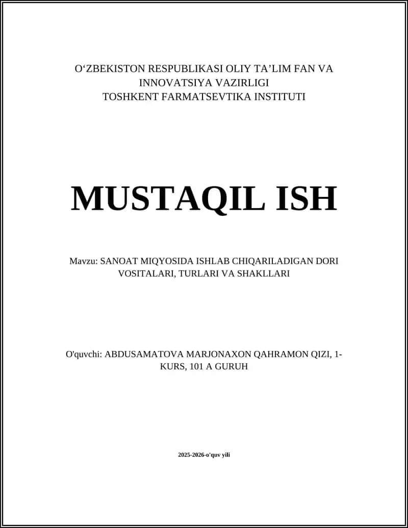 Sanoat miqyosida ishlab chiqariladigan qattiq og'iz preparatlari: tabletkalar