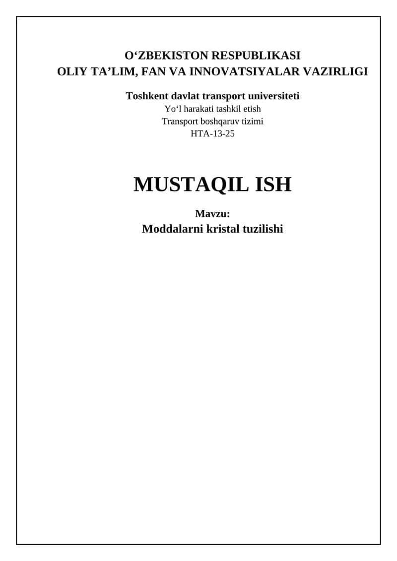 Moddalarni kristal tuzilishi