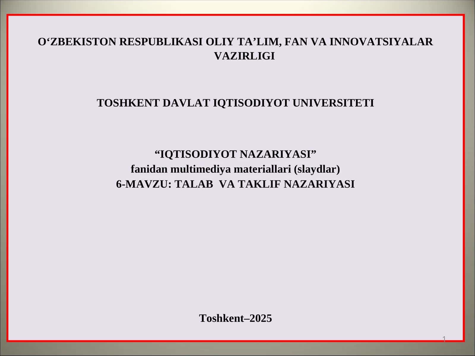 TALAB VA TAKLIF NAZARIYASI