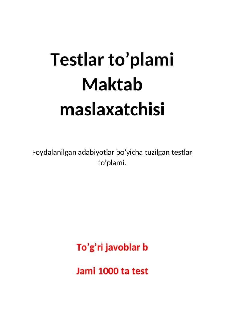Maktab maslaxatchisi 1000 ta test