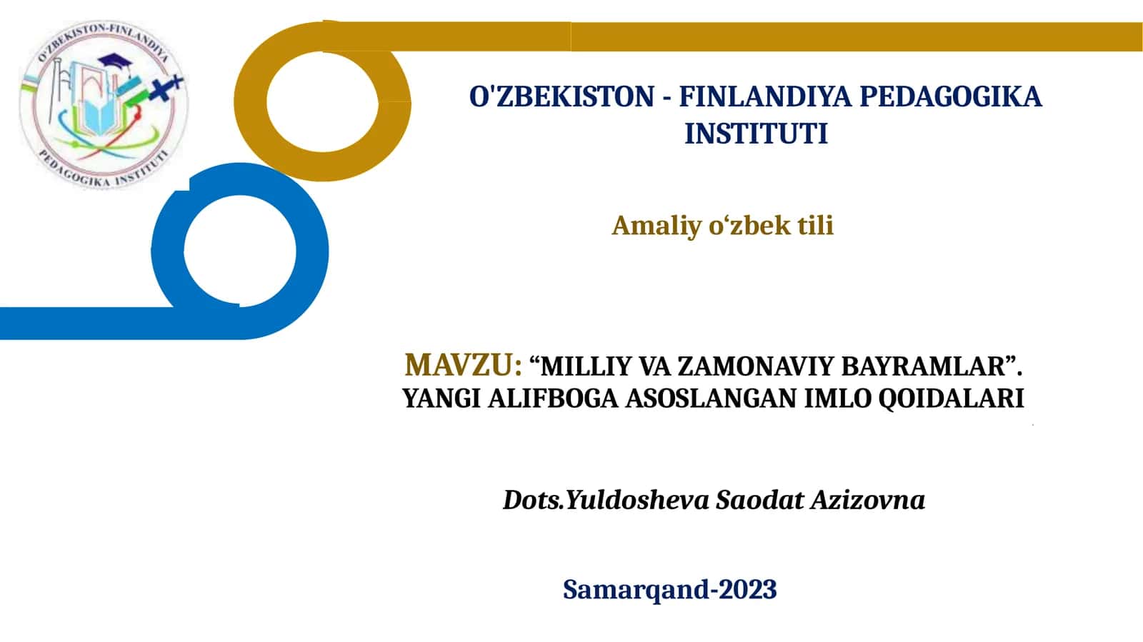 MILLIY VA ZAMONAVIY BAYRAMLAR