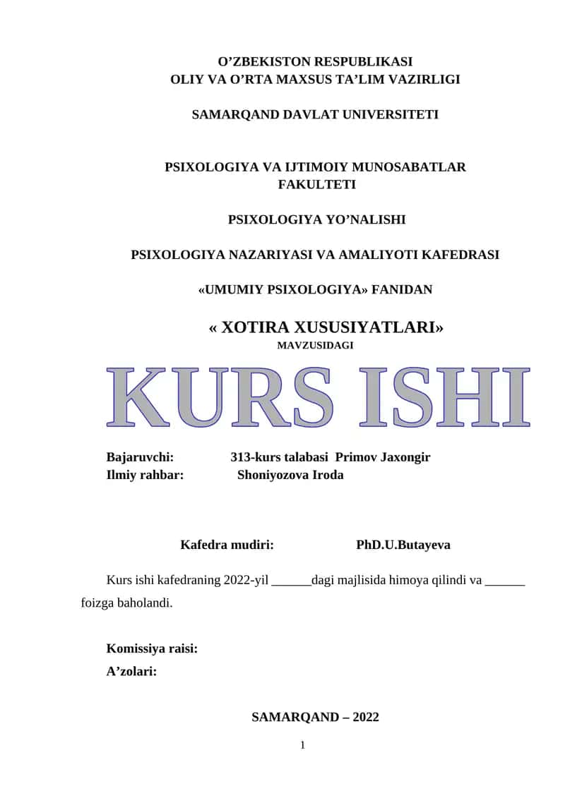 XOTIRA XUSUSIYATLARI