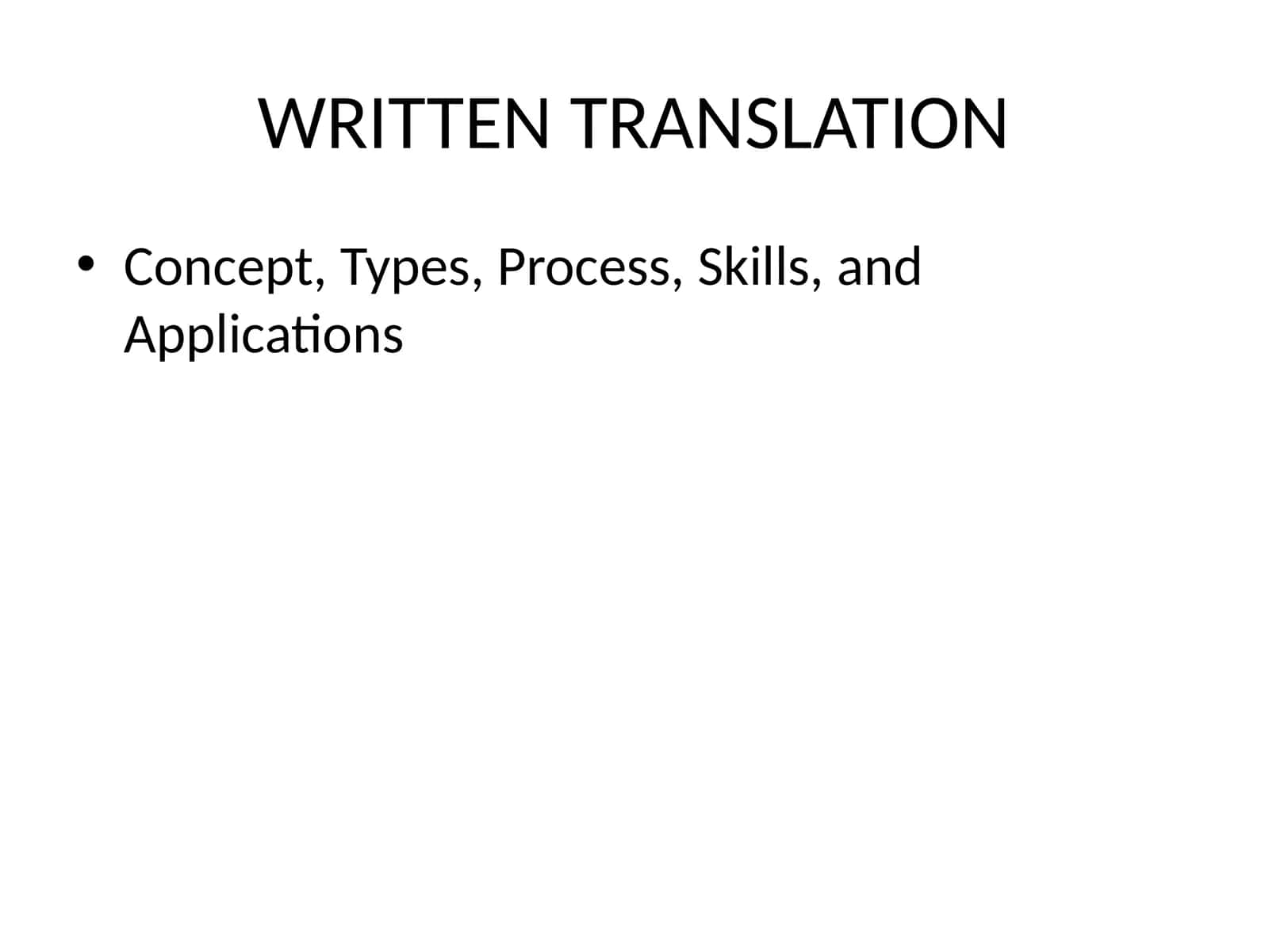 Written Translation Concepts