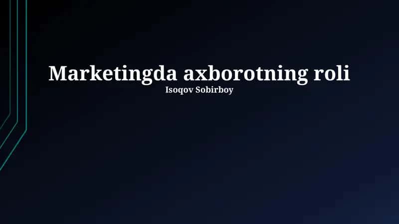 Marketingda axborotning roli