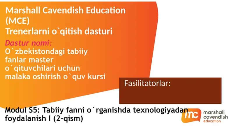 Dasturnomi:O`zbekistondagitabiiy fanlar mastero`qituvchilariuchunmalakaoshirish o`quvkursi