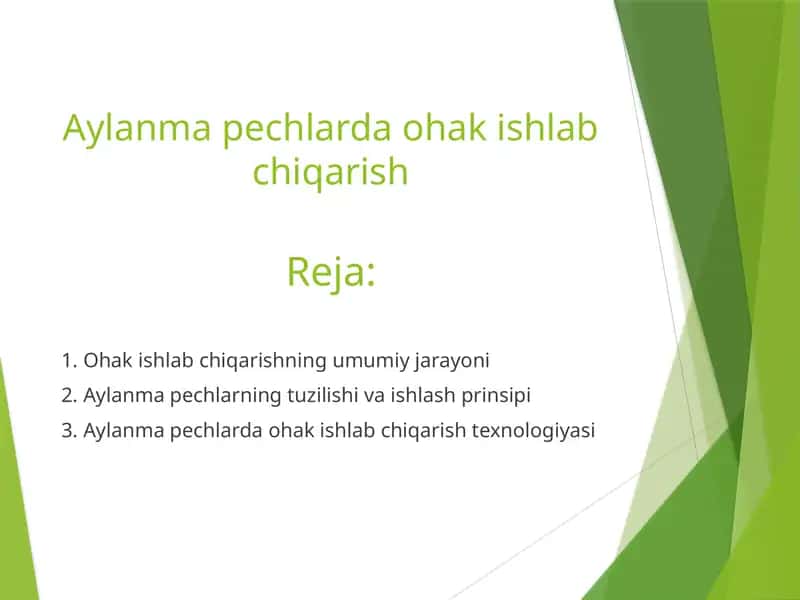 Aylanma pechlarda ohak ishlab chiqarish