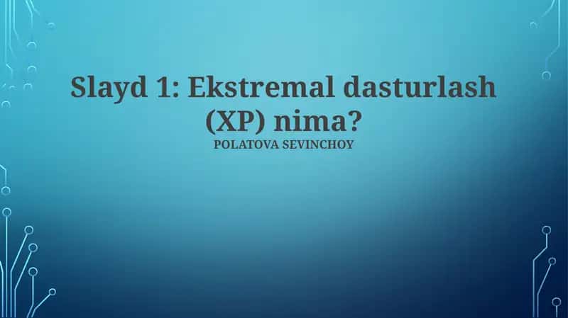 Ekstrim Dasturlash (XP)