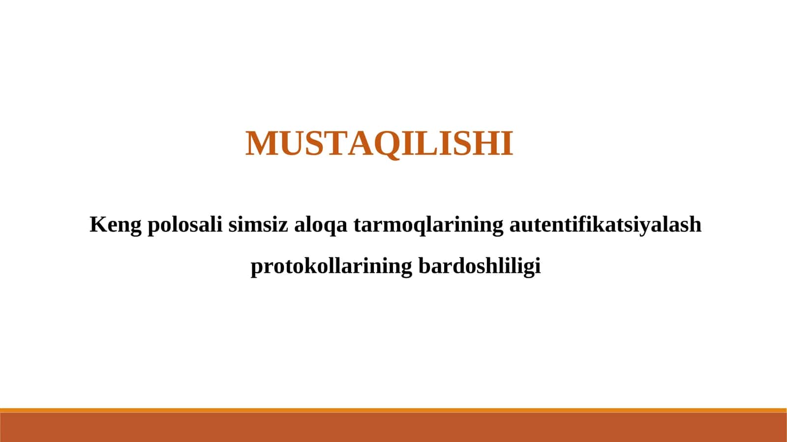 Keng polosali simsiz aloqa tarmoqlarining autentifikatsiyalash protokollarining bardoshliligi