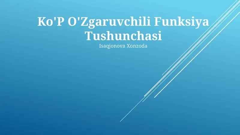 Ko'P O'Zgaruvchili Funksiya Tushunchasi