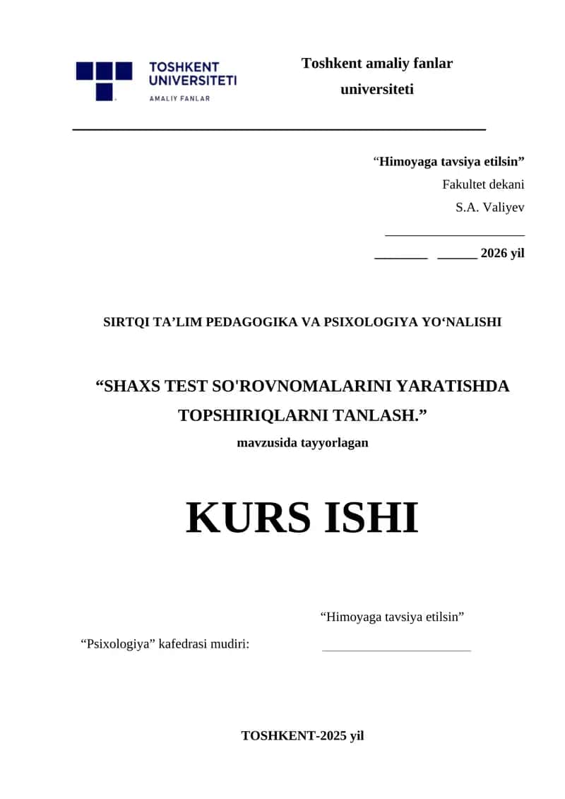 SIRTQI TA’LIM PEDAGOGIKA VA PSIXOLOGIYA YO‘NALISHI