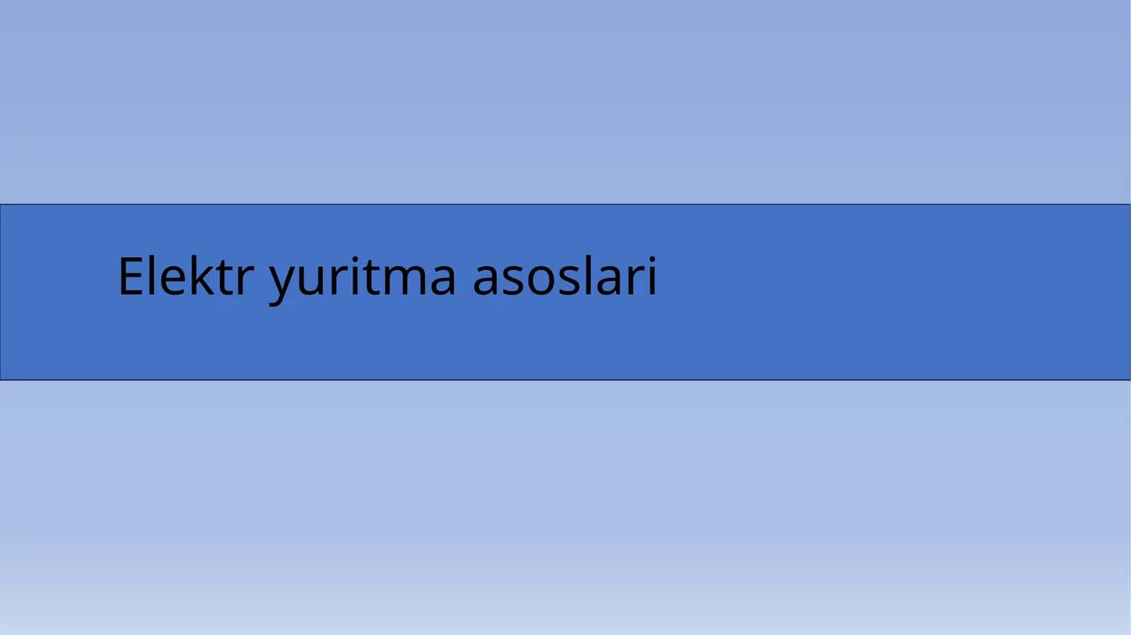 Elektr yuritma asoslari