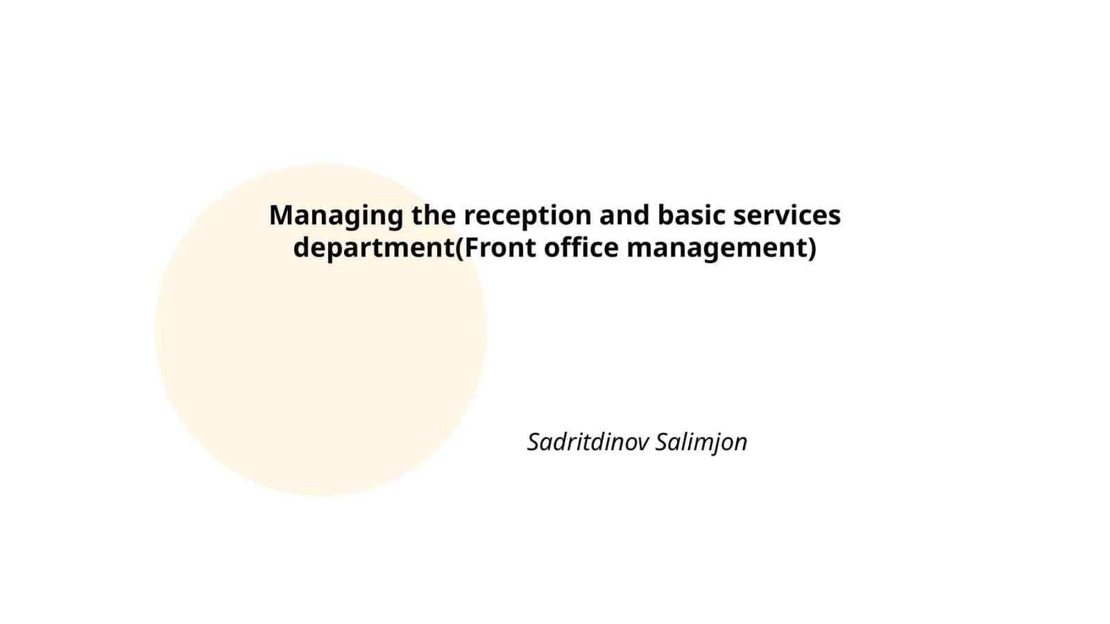 Front Office Management