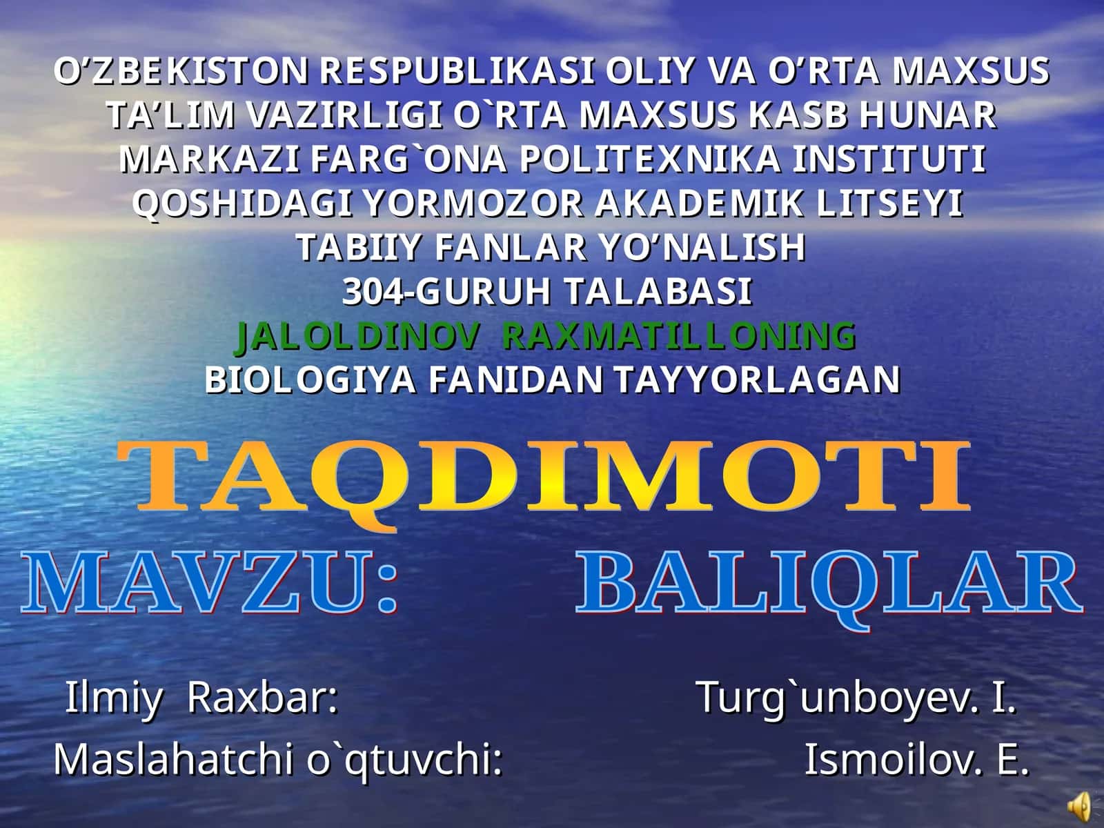 Yormozor akademik litseyi biologiya fanlari