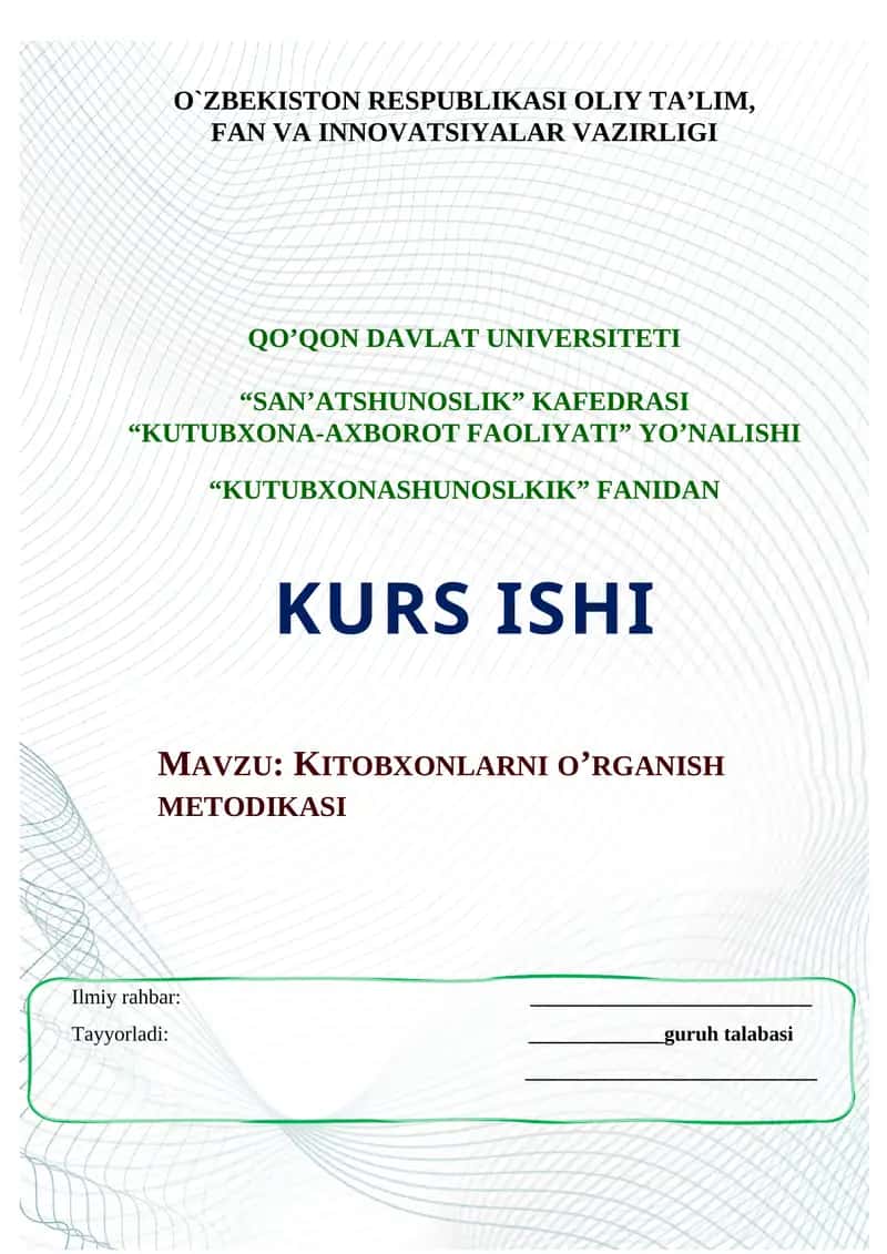 KITOBXONLARNI O’RGANISH METODIKASI