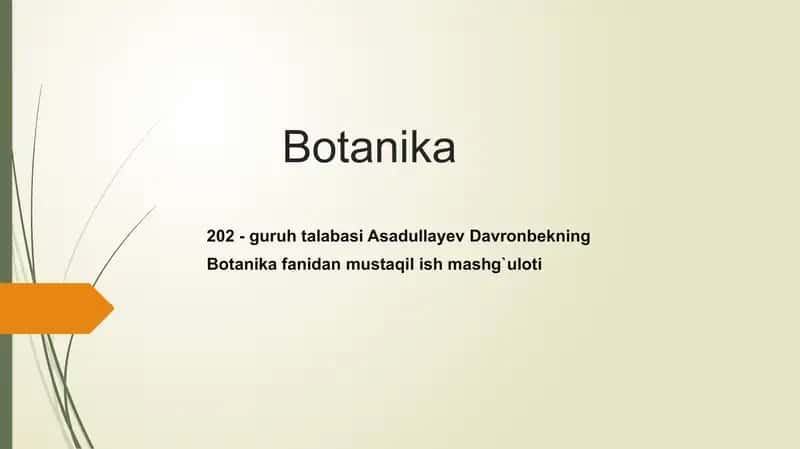 Botanika. O‘simliklarning yashash sharoiti va anatomiyasi haqida tushuncha