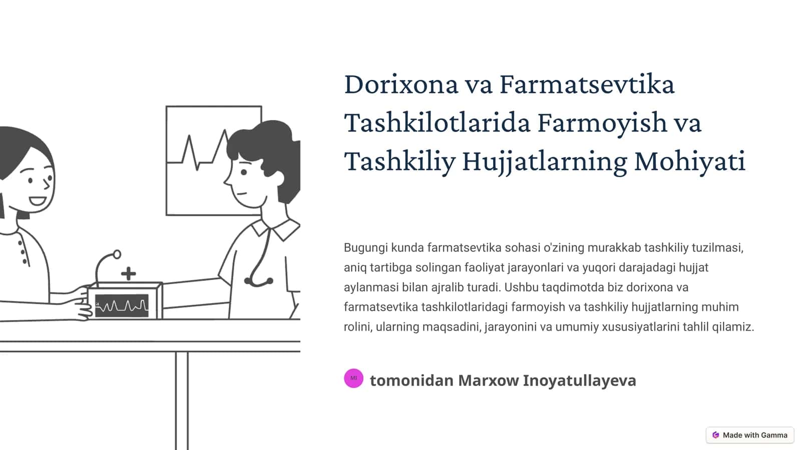 Dorixona va Farmatsevtika Tashkilotlarida Farmoyish va Tashkiliy Hujjatlarning Mohiyati
