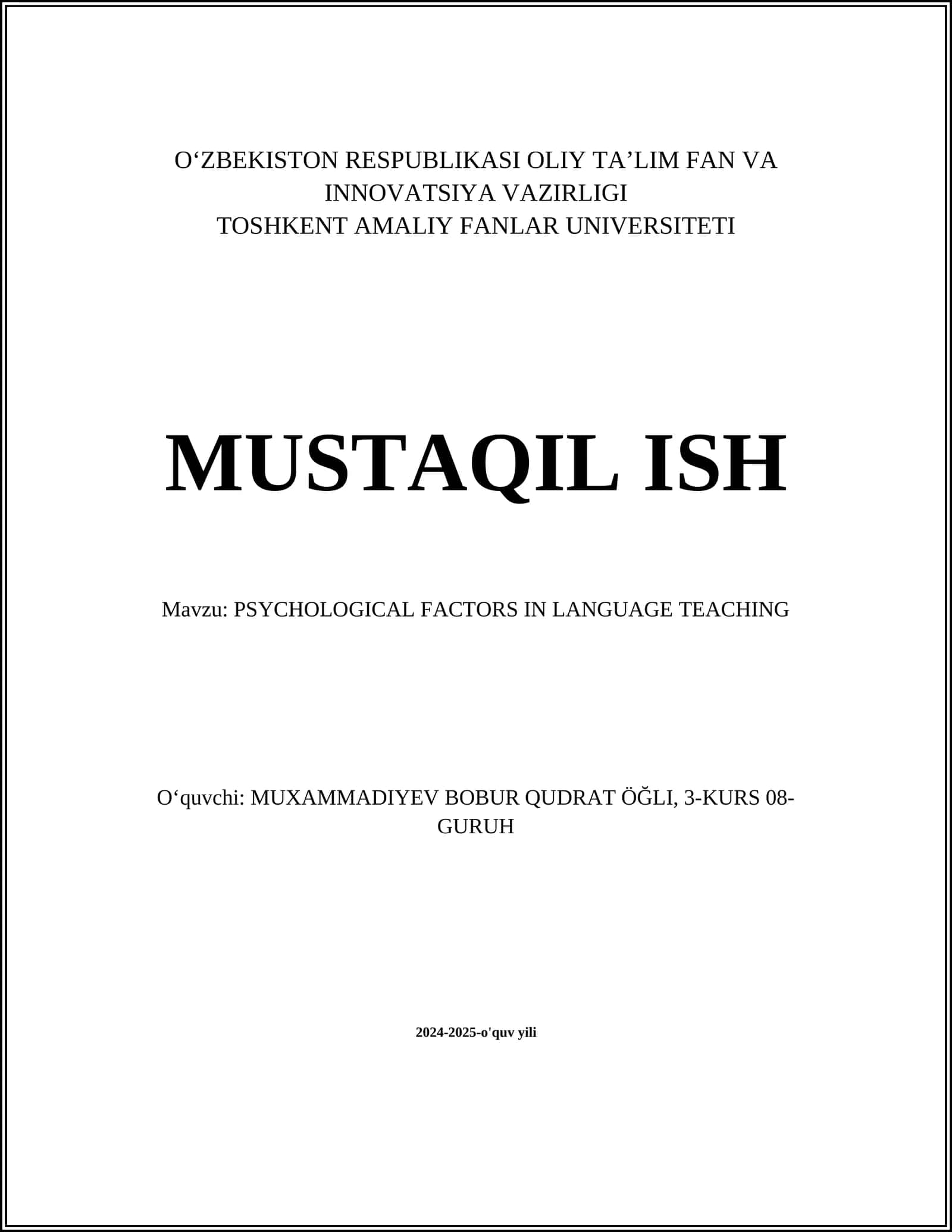PSYCHOLOGICAL FACTORS IN LANGUAGE TEACHING