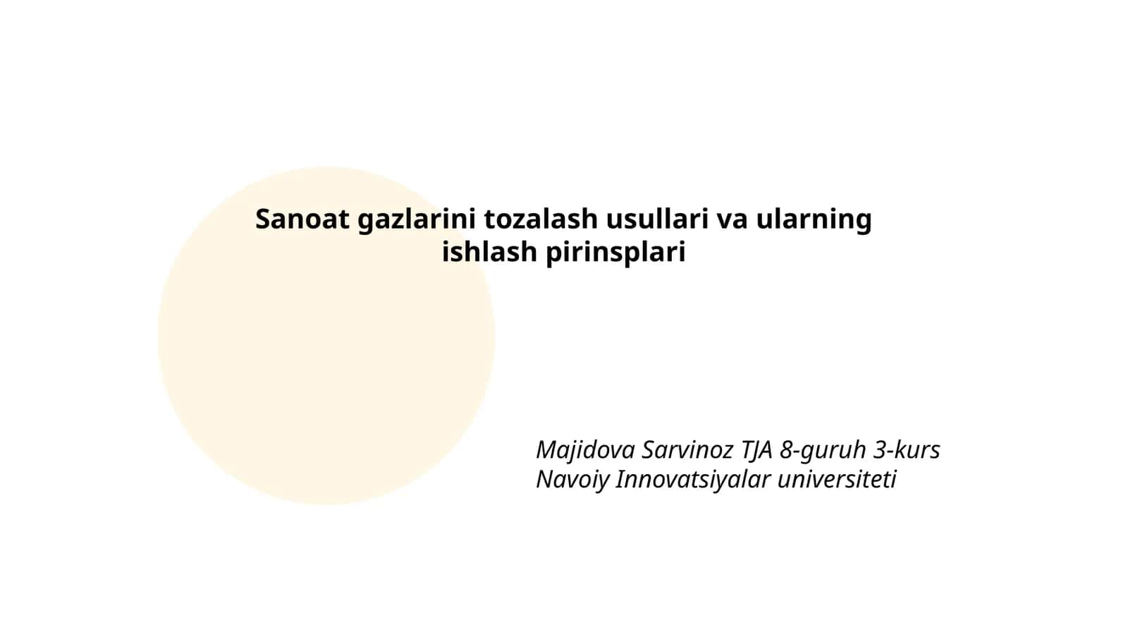 Sanoat gazlarini tozalash usullari va ularning ishlash pirinsplari