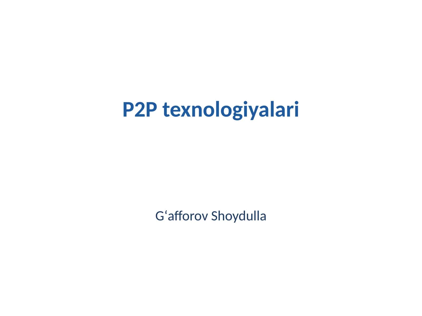 P2P texnologiyalari