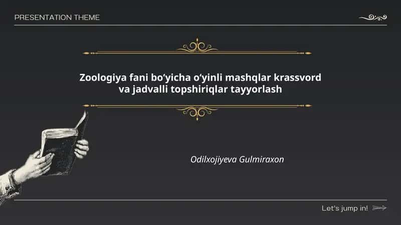 Zoologiya fani boʻyicha oʻyinli mashqlar krassvord va jadvalli topshiriqlar tayyorlash